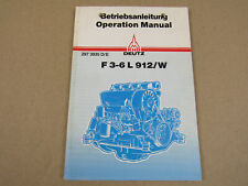 Deutz F3L F4L F6L 912 W Owners Manual 1985 Owners Manual Maintenance