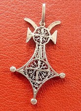 Bijou ANCIEN Afrique Croix d'AGADES Argent Massif OLD Solid SILVER Cross AFRICA