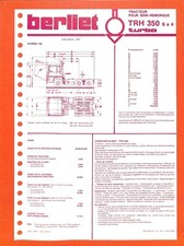 1978 BERLIET / TRH 350 6X4 TURBO / TRACTOR UNIT / DATA SHEET