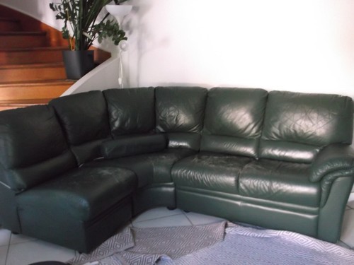 Canapé angle cuir - vert, "