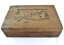OLD WOODEN BOX CHOCOLATE CANDIES LINDT & SPRÜNGLI BERNE ZÜRICH N° 942