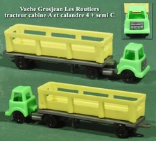 Grosjean Les Routiers cow, tractor, green cabin A and grille 4 + semi C yellow