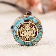 Collier avec Pendentif Orgonite Cube de Métatron Divin