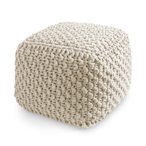 Square cotton pouf ottoman - square,