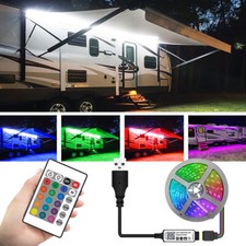 RGB 5V LED Awning Strip Light Exterior Camping RV Caravan Boat Roof Wall Lamp 5M