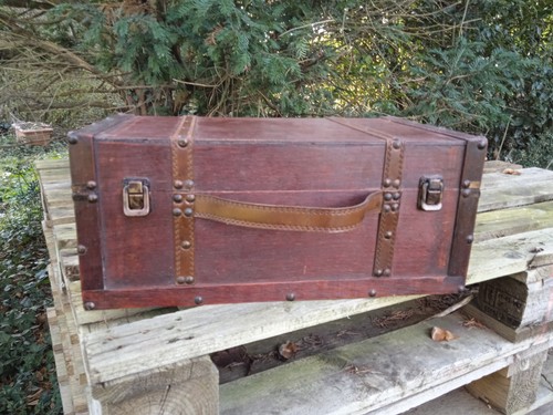 Valise mallette coffre bois - valise, en