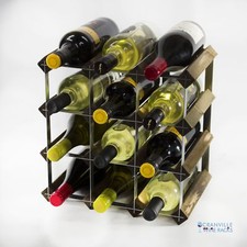 Cranville Vin Rack Rangement 12 Bouteille Chêne Foncé Tache Bois et Métal Monté