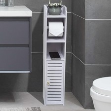 Armoire de Sol, Colonne avec Support de Rouleau de Papier Toilette en PVC Bla...
