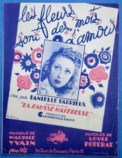 DARRIEUX  FILM FAUSSE MAITRESSE PARTITION FLEURS MOTS D'AMOUR YVAIN POTERAT 1942