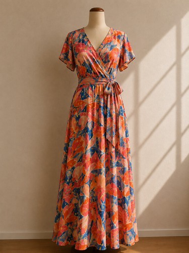 Robe longue bohème - bohème, bleu