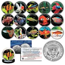 TROPICAL FISH Fresh Water Aquarium Kennedy Half Dollars US 15-Coin Complete Set