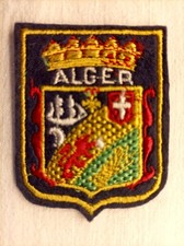 Écusson ALGER Algérie en feutrine brodée - hauteur 6,2 cm