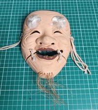 Masque Japonais Décoration Terre Cuite Personnage Théâtre No Ancien