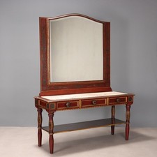 Console Ancien avec Miroir Noyer Teinté Rouge du XIXe Siècle Original