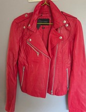 veste cuir agneau femme rouge