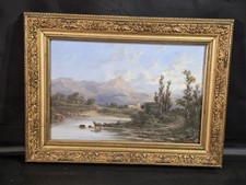 Tableau ancien gouache paysage