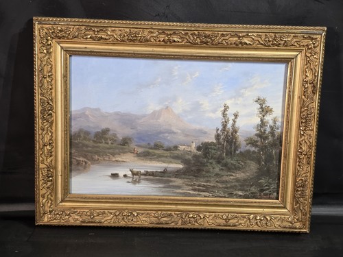 Tableau ancien gouache paysage