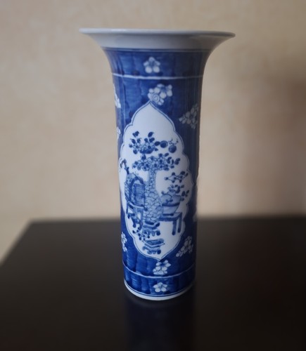 Vase chine blanc bleu qing - vase,