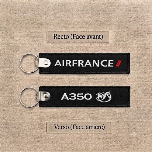 Porte clé brodé avion flamme - porte,