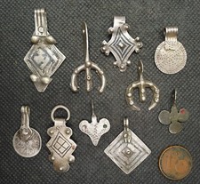 Lot Pendentifs Elément Argent Ancien Bijou Collier Maroc Parure Ethnique Berbère