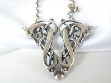 Rare Sterling Silver 925 Art Nouveau Style Ornkey Ola Gorie Sword Necklace 17"