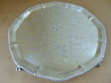 GARRARD & CO INTERESTING STERLING SILVER CHESHIRE REGIMENT SALVER 1953