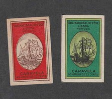 Ancienne étiquette allumettes Portugal Caravelle  Bateau Lisbonne 