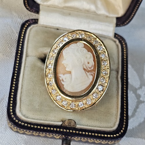 Broche camée vintage plaqué - broche,