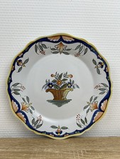 Assiette Ancienne Fait Main Signé jacquard Décor Rouen A2