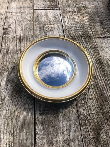 Miroir blanc doré rond - ,