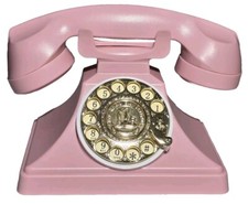 Retro Pink Telephone with ABS and Metal Body, Functional Rotary Dial and Classic