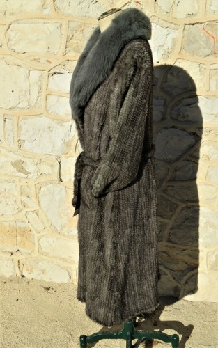 Manteau vison tricote gris - manteau,