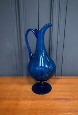 Pichet verre bleuâtre Stil Novo travail italien contemporain pied douche L6016
