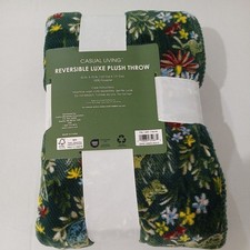 Casual Living Reversible Luxe Plush Throw 50in x 70in In Meadow Green VERY SOFT