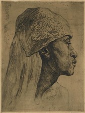 Alfred Duriau (1877-1958) - Antique Pencil Signed Etching - Portrait Study