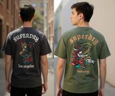 Superdry Tattoo Graphic Design Print  Loose Fit T-Shirt Snake Casual Tee s/s