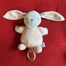 🇫🇷 Peluche Doudou Musical Lapin Gris Rose Étoiles Blanches KIABI NEUF