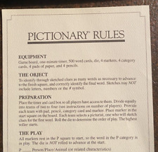 Pictionary First Edition - Instruction Card - 1985
