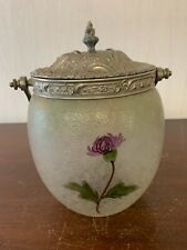 Glass Flower Enamel Cookie Jar 
