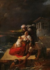 Framed Painting Oil Canvas Romantic Art Romanticism Flood Scene Prix Rome