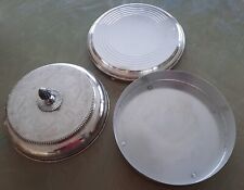 Rare Chauffe plat, dessous de plat avec couvercle  en métal argenté , signé S M