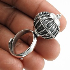 Bague Ouverte En Argent Sterling 925 Artisanal Vintage Boule Taille 9 W66
