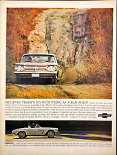 1962 Chevrolet Corvair Monza Print Ad Couple Driving on Dirt Road