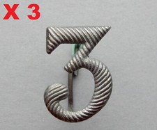 Number 3. (Set of 3) Tanned number for collar leg, kepi or other.