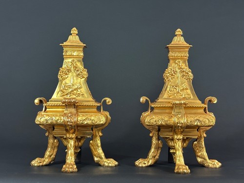 Ancienne paire chenet feu - paire,