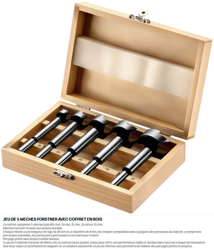 Jeu mèches forstner coffret - 5,