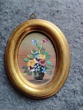petite peinture sur bois doré  peint main par un artiste italien  vintage