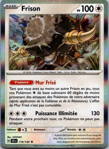 Carte pokémon frison 119 - carte, 119/142