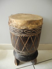 art africain ethnique ancien tam tam tambour Congo African drum 60s déco Trommel