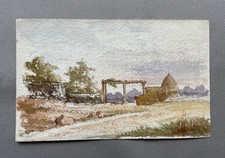 Paysage champêtre, aquarelle